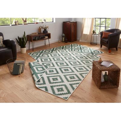 Teppich NORTHRUGS "Malta Wendeteppich" Teppiche Gr. B: 240cm, 5mm, L: 340cm, grün (grün/creme) In-& Outdoor, Wetterfest, Balkon, Terrasse, Raute, Läufer, Wohnzimmer