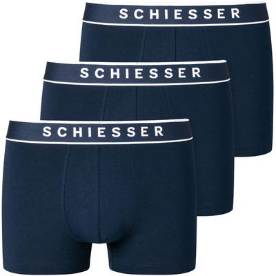 Boxer SCHIESSER "95/5", Herren, Gr. 4, blau (803, dunkelblau), Single Jersey, Obermaterial: 95% Baumwolle, 5% Elasthan, unifarben mit Farbeinsatz, eng, Unterhosen, mit sportlichem Webgummibund Image