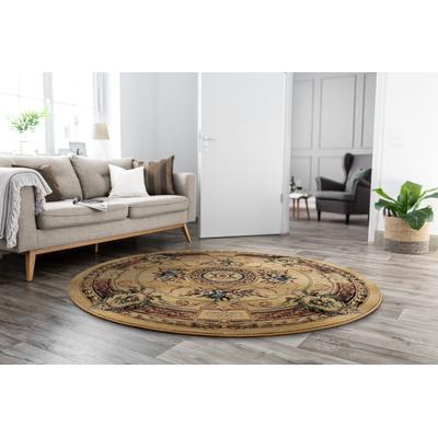 Teppich THEKO "Gabiro 856" Gr. 9, beige, H:10mm Ø:150cm, Kunstfaser, Teppiche, Kurzflor, Orient-Optik, ideal im Wohnzimmer & Schlafzimmer Image