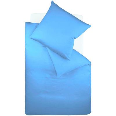 Bettwäsche FLEURESSE "Colours in 135x200, 155x220 oder 200x200 cm", blau (mittelblau), B/L: 200cm x 200cm, 2 St., Mako-Satin, B/L: 80cm x 80cm, Mako-Satin, Obermaterial: 100% Baumwolle, Bettwäsche, Bettwäsche aus 100% Baumwolle, uni, mit Reißverschluss Image