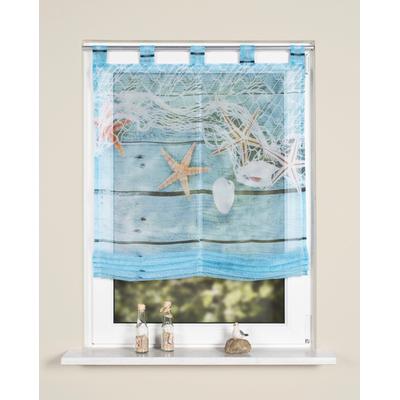 Raffrollo HOME WOHNIDEEN "MARITIM" Gr. 4, blau, B:120cm H:140cm, Voile, Obermaterial: 100% Polyester, Raffrollos Image