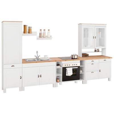 Küchenzeile HOME AFFAIRE "Oslo", weiß (front: weiß, korpus: weiß, arbeitsplatte: honigfarben), B:350cm T:60cm, Komplettküchen-Sets, Breite 350 cm, Arbeitsplatte 35mm stark, ohne E-Geräte Image