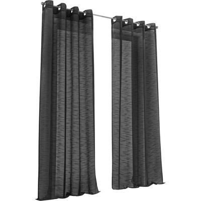 Vorhang KUTTI "Celtic" Gr. 3, grau (anthrazit), B:140cm H:225cm, Polyester, Gardinen, Gardine halbtransparent, Leinenoptik, Effektgarn Image