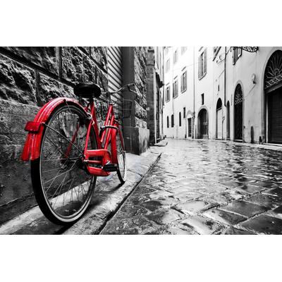 Fototapete PAPERMOON "Retro Old Town Bike", bunt (mehrfarbig), B:3,5m L:2,6m, Vlies, Tapeten Image