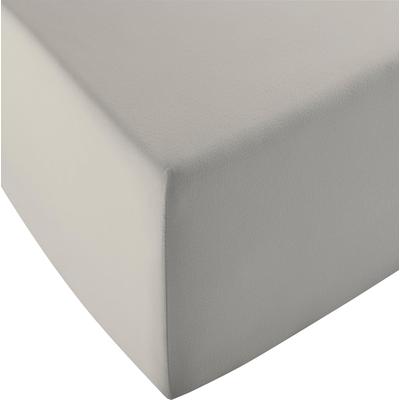 Spannbettlaken FLEURESSE "Comfort XL", beige (porzellanfarben), B:90-100cm L:200-220cm, Mako-Jersey, Obermaterial: 96% Baumwolle, 4% Elasthan (LYCRA), Laken, Mako-Jersey, für Matratzen bis 40 cm Höhe, Bettlaken, Spannbetttuch Image