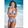 Bikini-Hose S.OLIVER "Maya", Damen, Gr. 40, N-Gr, blau (blau, bedruckt), Polyamid, floral, Badehosen, mit Ziergürtel