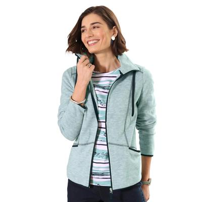 Fleecejacke CLASSIC BASICS, Damen, Gr. 42, grün (salbei, meliert), 100% Polyester, meliert, Langarm, Jacken Image
