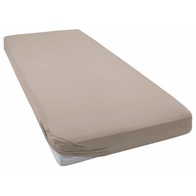 Spannbettlaken BELLANA "Mako-Jersey exclusiv in Gr. 90x200, 140x200 oder 180x200 cm", braun (cappuccino), B:90-100cm L:190-200cm, Mako-Jersey, Obermaterial: 100% Baumwolle, Laken, aus Baumwolle, für Matratzen bis 25 cm Höhe, Bettlaken, Spannbetttuch Image