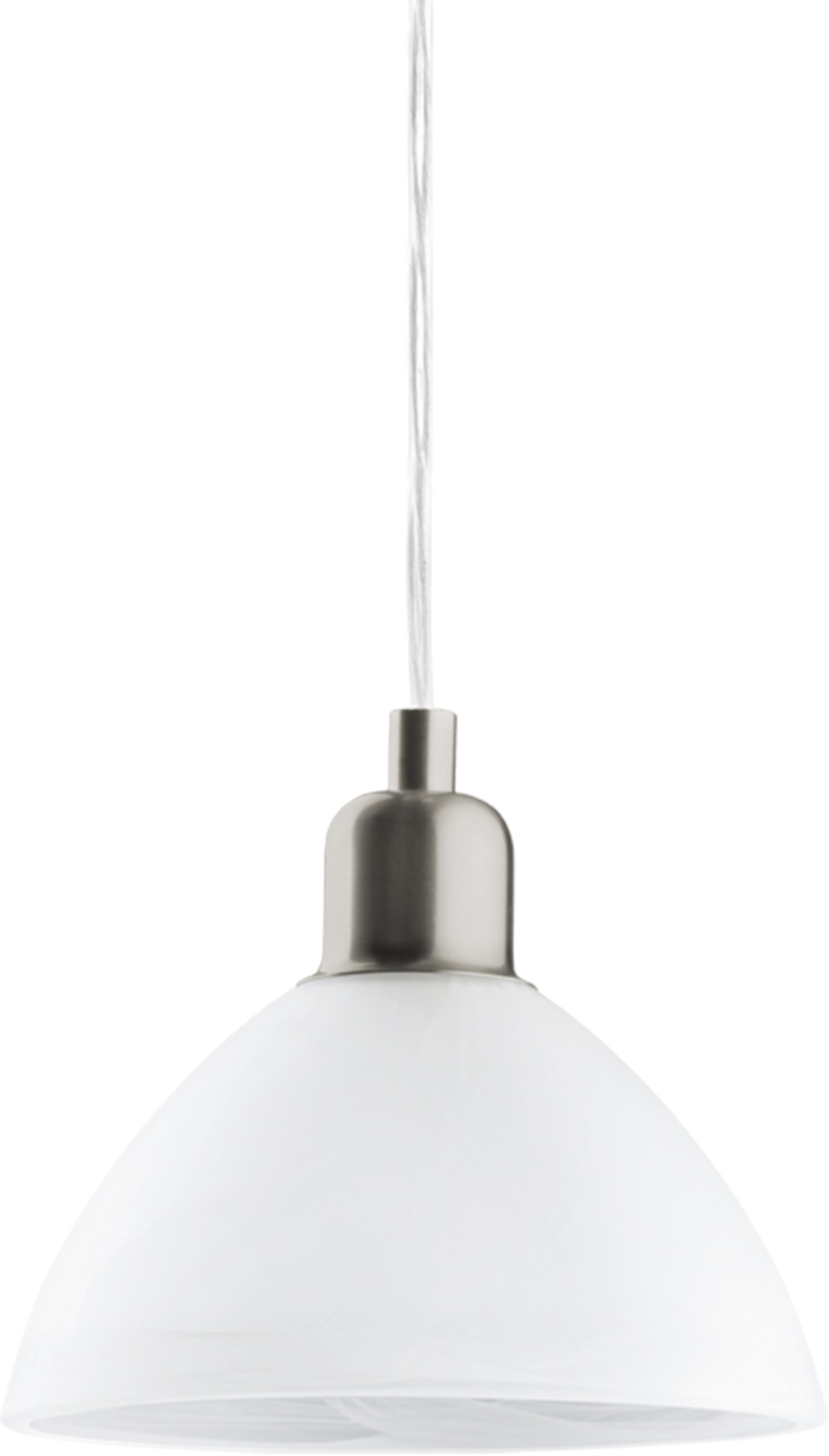 EGLO Pendelleuchte "BRENDA", weiß (nickelfarben, weiß), 1, Ø 19,5cm H: 110cm, 1 Stk., Leuchten, Hängelampe, Esszimmerlampe, Glas in alabaster weiß, klassischer Look Image