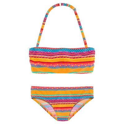 Bandeau-Bikini BUFFALO "Lux Kids", Kinder, Gr. 158/164, N-Gr, gelb, Polyamid, gemustert, bedruckt, Bikini-Sets, mit abstraktem Druck Image