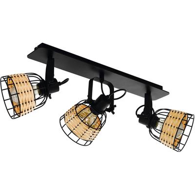 EGLO Deckenspot "Anwick", schwarz (schwarz, natur), H: 24cm, Lampen, schwarz / L67 x H24 x B14 cm / exkl. 3 x E27 (je max. 40W) / Retro Image