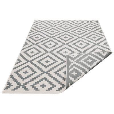 Teppich MY HOME "Ronda Wendeteppich", grau (grau, creme), B:280cm H:5mm L:380cm, Kunstfaser, Teppiche, Sisal-Optik, Flachgewebe, In- und Outdoor, geometrisches Boho Design Image