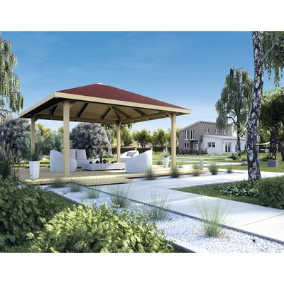 Pavillon WEKA "Paradies 2", braun (fi natur), B/H/T: 380cm x 299cm x 380cm, Pavillons, BxT: 380x380 cm Image