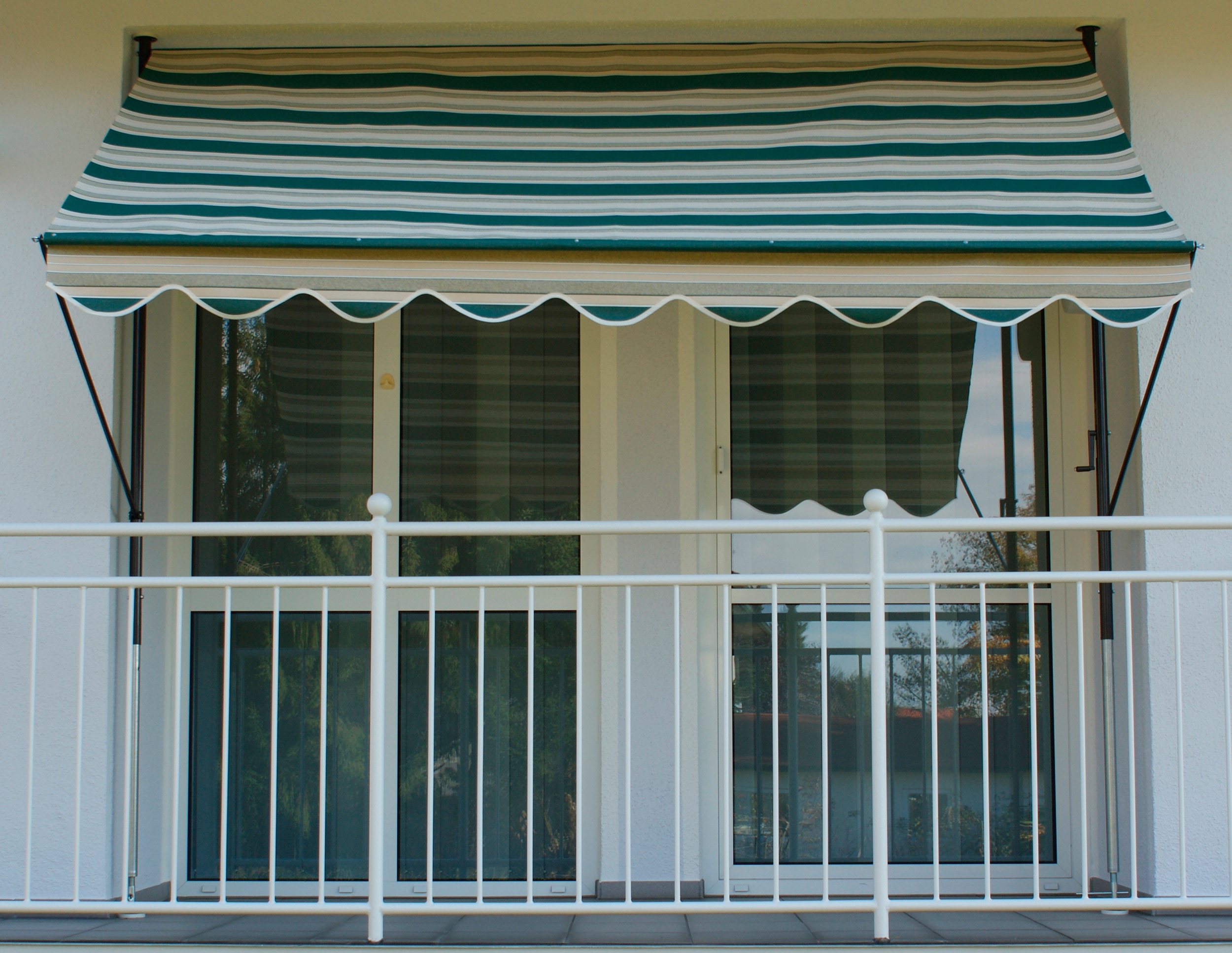 Klemmmarkise, grün (grün, beige), B:300cm, Polyacryl, ANGERER FREIZEITMÖBEL, Markisen, grün/beige, Ausfall: 150 cm, versch. Breiten