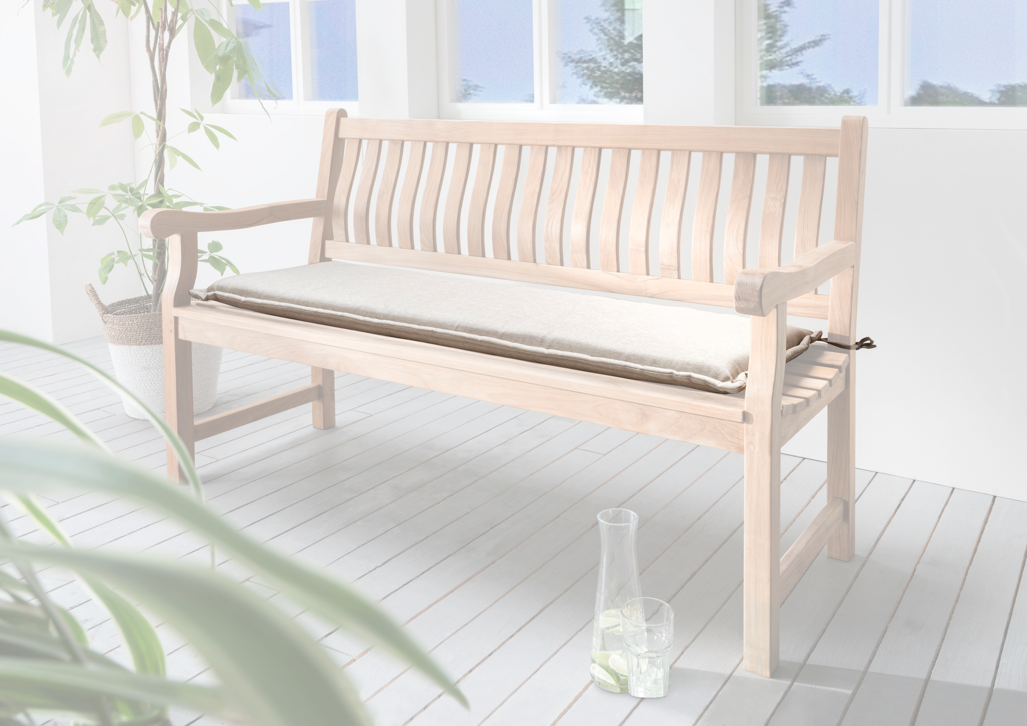 Bankauflage DESTINY "POLSTER", beige (sand meliert), B:140cm T:45cm, Obermaterial: 100% Polyester. Füllung: 100% Polyurethan, Polsterauflagen, Bankauflage, Polyester