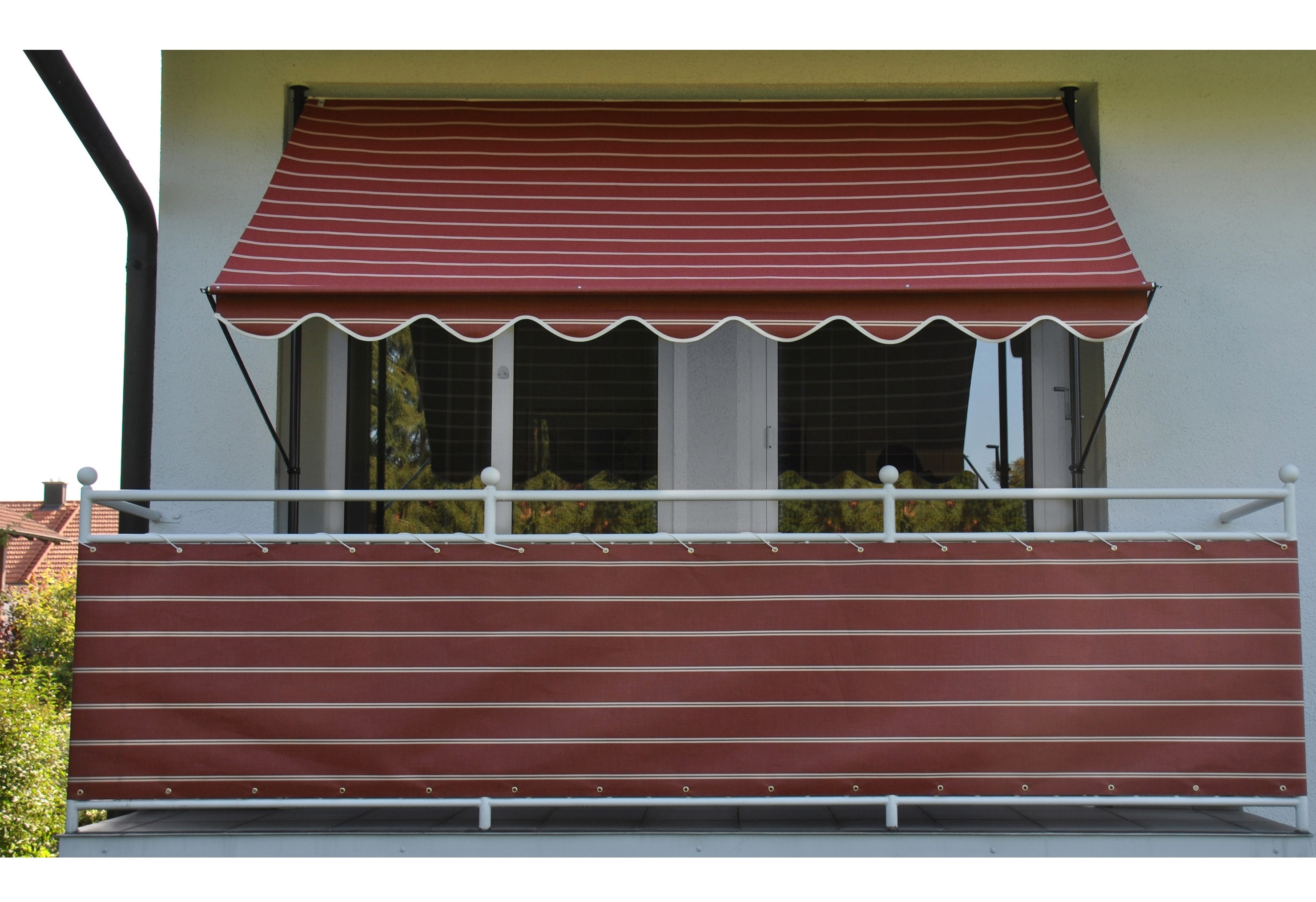 Klemmmarkise, rot (weinrot, weiß), B:200cm, Polyacryl, ANGERER FREIZEITMÖBEL, Markisen, weinrot-weiß, Ausfall: 150 cm, versch. Breiten