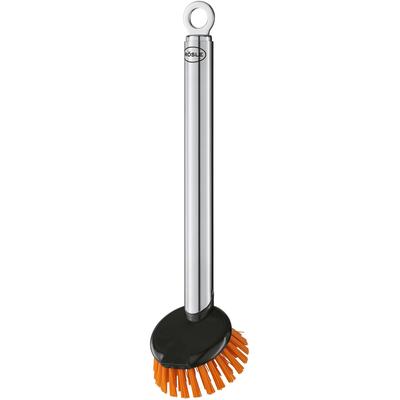 Reinigungsbürste RÖSLE, bunt (edelstahlfarben, schwarz, orange), B:6cm H:6,5cm L:24,5cm, Edelstahl, Polyester, Reinigungsbürsten, Spülbürste mit Wechselkopf, Edelstahl 18/10, spülmaschinengeeignet Image