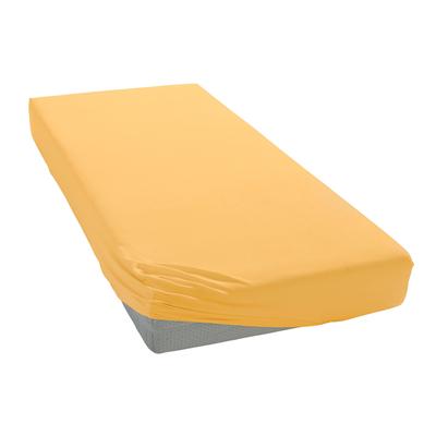 Spannbettlaken BELLANA "Mako-Jersey exclusiv in Gr. 90x200, 140x200 oder 180x200 cm", gold (goldfarben), B:90-100cm L:190-200cm, Mako-Jersey, Obermaterial: 100% Baumwolle, Laken, aus Baumwolle, für Matratzen bis 25 cm Höhe, Bettlaken, Spannbetttuch Image