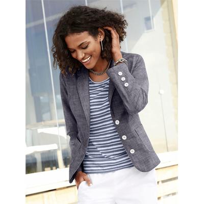 Jackenblazer INSPIRATIONEN "Blazer", Damen, Gr. 38, blau (marine), 100% Baumwolle, Langarm, Blazer Image
