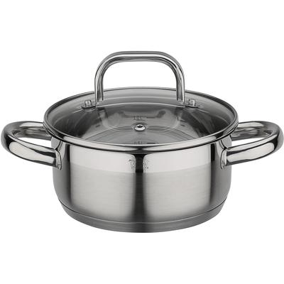 Bratentopf GSW "Fogo", silber (edelstahlfarben), H:7,5cm Ø:16cm, Töpfe, Induktion