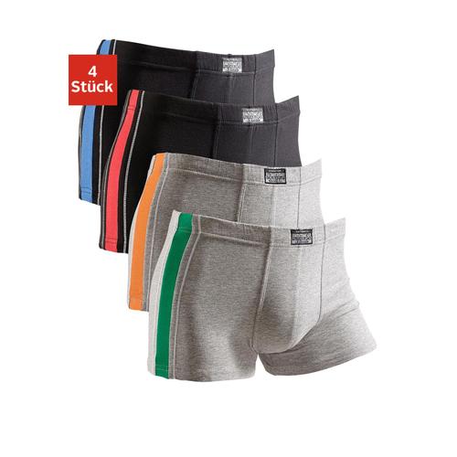 Boxer AUTHENTIC UNDERWEAR Gr. 3, grau (grau, meliert, grau, schwarz, schwarz) Herren Unterhosen mit kontrastfarbigen Streifen seitlich