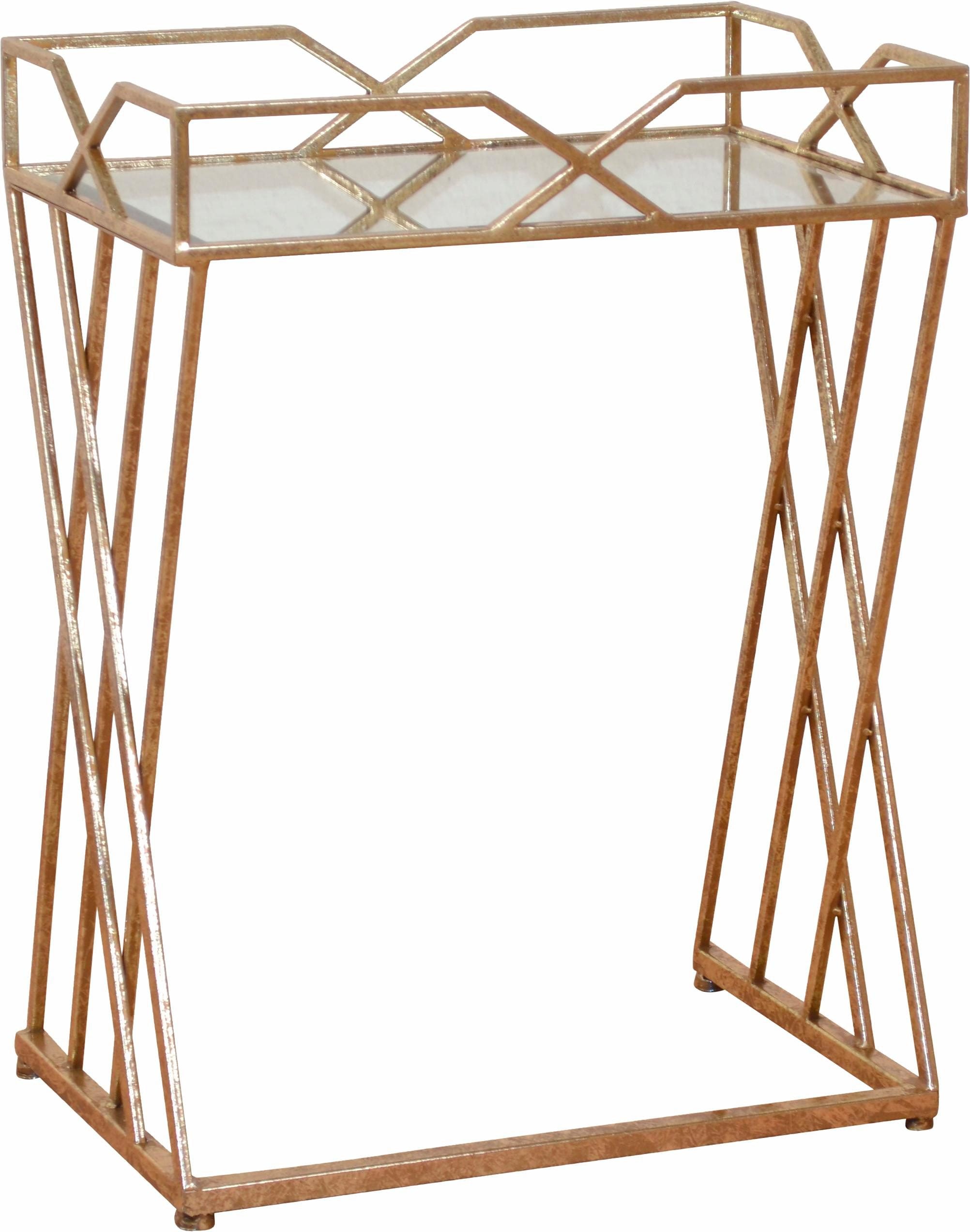 Beistelltisch HOME AFFAIRE, gold (goldfarben), B:46cm H:55cm T:31cm, Tische, Beistelltisch, mit hochwertiger Spiegelglasplatte