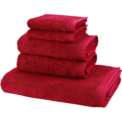 Handtuch Set MÖVE "Basic", rot (ruby), 5 St., Walkfrottier, Walkfrottier, Obermaterial: 100% Baumwolle, Handtücher (Pack