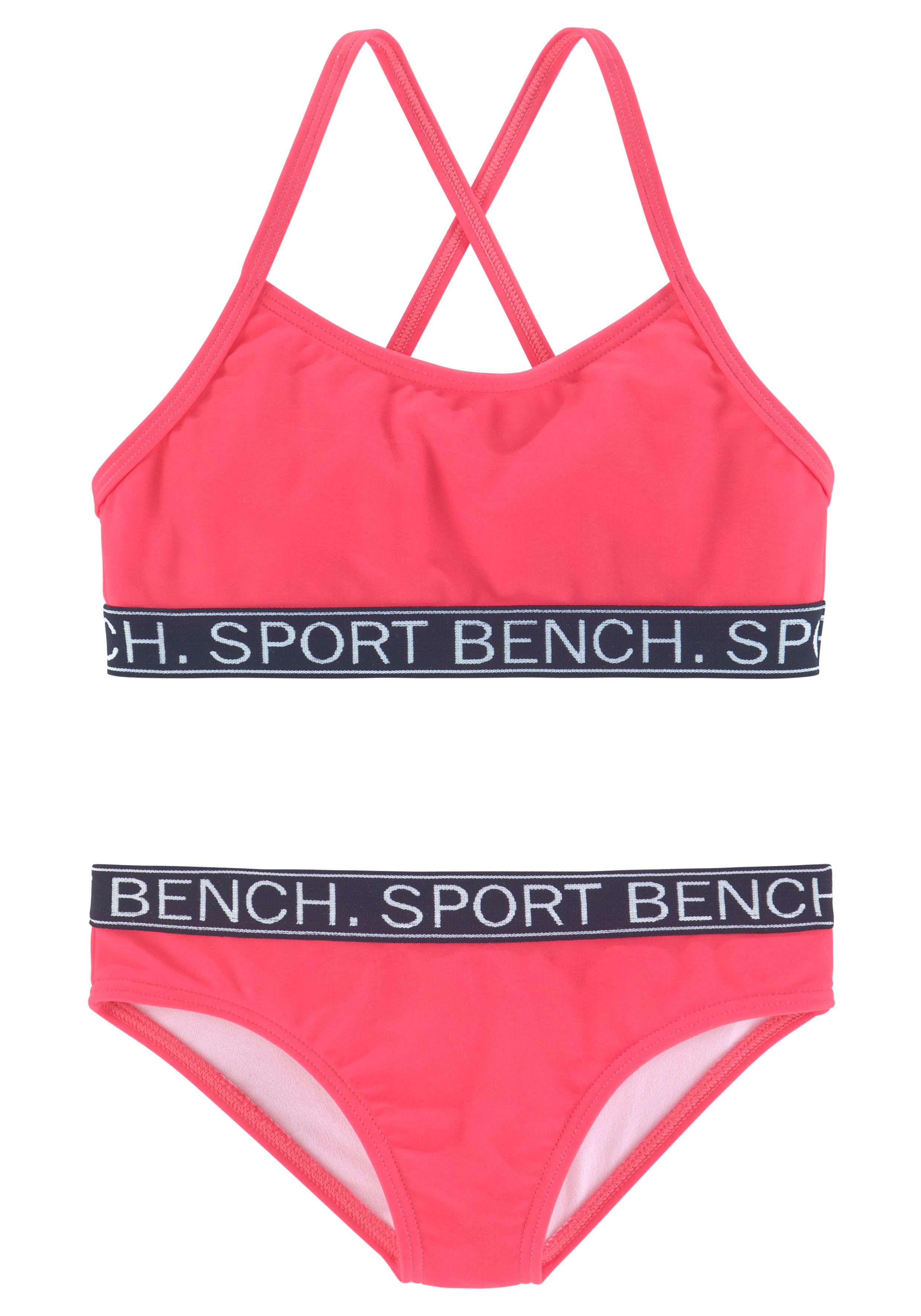 Bustier-Bikini BENCH. "Yva Kids", Kinder, Gr. 146/152, N-Gr, pink, Recycling-Polyamid, unifarben, Bikini-Sets, in sportlichem Design und Farben Image