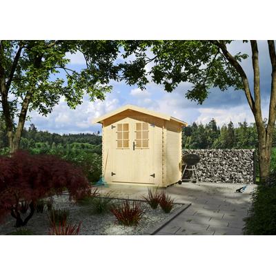 Gartenhaus KIEHN-HOLZ "Eisberg 1", beige (naturbelassen), Fußboden im Gartenhaus, ohne Dacheindeckung, Holzwerkstoff, Gartenhäuser