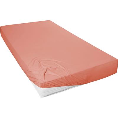 Spannbettlaken PRIMERA "Mako-Feinjersey Spannbetttuch", rot (siena), B:180-200cm L:200cm, Mako-Jersey, Obermaterial: 100% Baumwolle, Laken, Geeignet für Standardmatratzen bis 22 cm, 100% Baumwolle Image