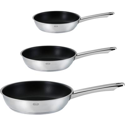 Pfannen-Set RÖSLE "MOMENTS", silber (silberfarben), Ø:28cm, Pfannen, mit Antihaftversiegelung, Induktion