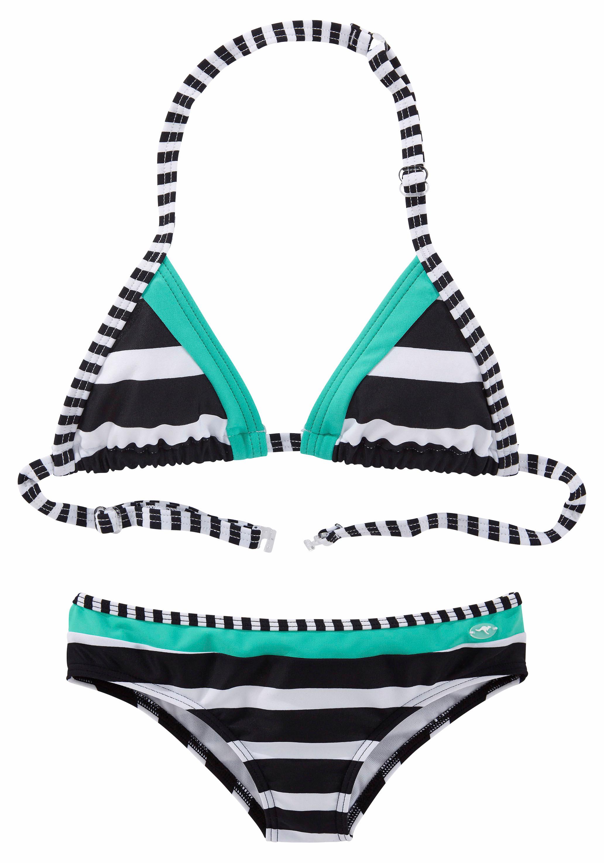 Triangel-Bikini KANGAROOS "Anita Kids", Kinder, Gr. 158/164, N-Gr, schwarz-weiß (schwarz, weiß), Polyamid, Bikini-Sets Bikini, mit Blockstreifen Image