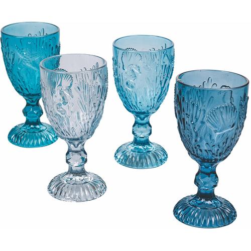 „Weinglas VILLA D’ESTE „“Pantelleria Ocean, Set 4-teilig““ Trinkgefäße Gr. Ø 8,6 cm x 16,5 cm, 280 ml, 4 tlg., blau (blau, hellblau, türkis) Weißweinglas Weingläser und Dekanter Gläser-Set, 4-teilig, Inhalt 280 ml“