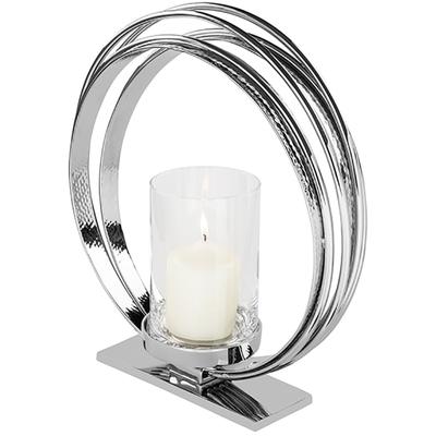 Kerzenhalter FINK "COLETTE", silber (silberfarben), B:9cm H:44cm, Kerzenhalter, aus Aluminium und Glas, Stumpenkerzenhalter, Höhe ca. 44 cm Image