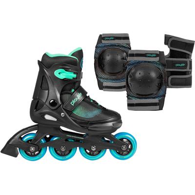 Inlineskates PLAYLIFE "Playlife Joker" Gr. 37,5, blau (blau, schwarz), Inlineskates_Rollschuhe_Schlittschuhe, Kinder, 37,5/40, Kunstfaser, mit Schutz Set bestehend aus Knie-, Ellenbogen-, Handgelenkschützern