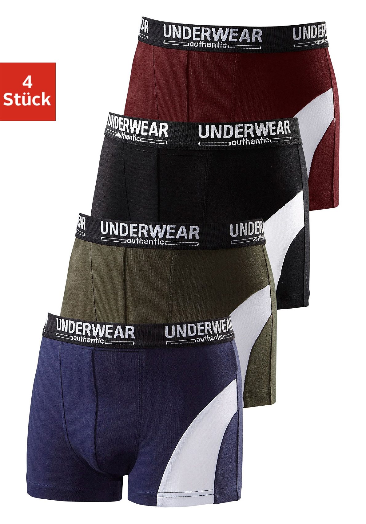 Boxer AUTHENTIC LE JOGGER "Boxershorts für Jungen", Kinder, Gr. 122/128, bunt, Jersey, Obermaterial: 95% Baumwolle, 5% Elasthan, unifarben, körpernah, Unterhosen, cooler Look durch weißen Einsatz Image