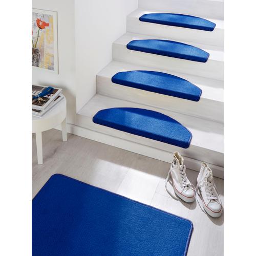 "Stufenmatte HANSE HOME ""Fancy"" Teppiche Gr. B/L: 23 cm x 65 cm, 7 mm, 15 St., blau Stufenmatten 15 Stück, Treppenmatten, Selbstklebend, Stufenteppich, Treppenstufen"