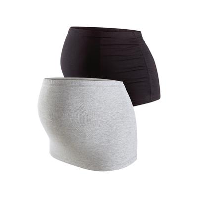 Umstands-Set NEUN MONATE "2er Pack Bauchbänder für Schwangerschaft und Stillzeit", Damen, grau (grau, schwarz), Obermaterial: 81% Baumwolle, 14% Viskose, 5% Elasthan. Graumeliert (Obermaterial): 95% Baumwolle, 5% Elasthan. Obermaterial Melange: 95%... Image
