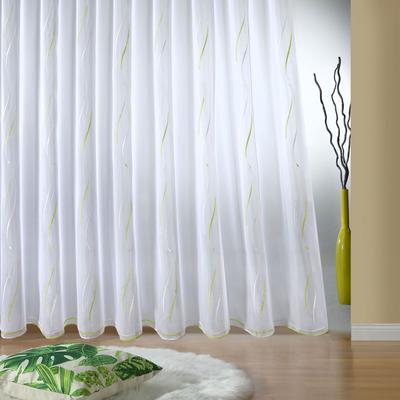Gardine WECKBRODT "VIVIEN" Gr. 10, grün (weiß, grün), B:750cm H:145cm, Voile, Polyester, Gardinen, echte Stickerei, Voile, Allover, Motiv, Halbtransparent, gebogt, Store Image