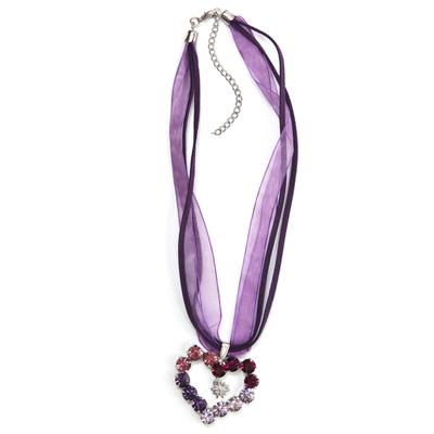 Kette mit Anhänger ALLGÄU REBELL "Gudrun", Damen, Gr. one size, Metall, lila (violett), Basic, Halsketten, Herz mit beweglichen Edelweiß Image