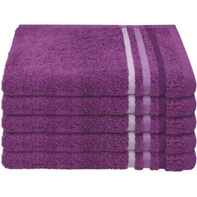 Gästehandtuch SCHIESSER "Skyline Color aus 100 % Baumwolle mit eleganter Streifenbordüre", lila (violett), B:30cm L:50cm, Frottier, Frottier, Handtücher (Packung), MADE IN GREEN by OEKO-TEX Image