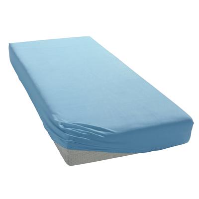 Spannbettlaken BELLANA "Jersey-Elasthan deluxe", blau (mittelblau), B:180-200cm L:200-220cm, Jersey-Elasthan, Obermaterial: 95% Baumwolle, 5% Elasthan, Laken, für Standardmatratzen, Wasserbetten und Boxspringbetten Image