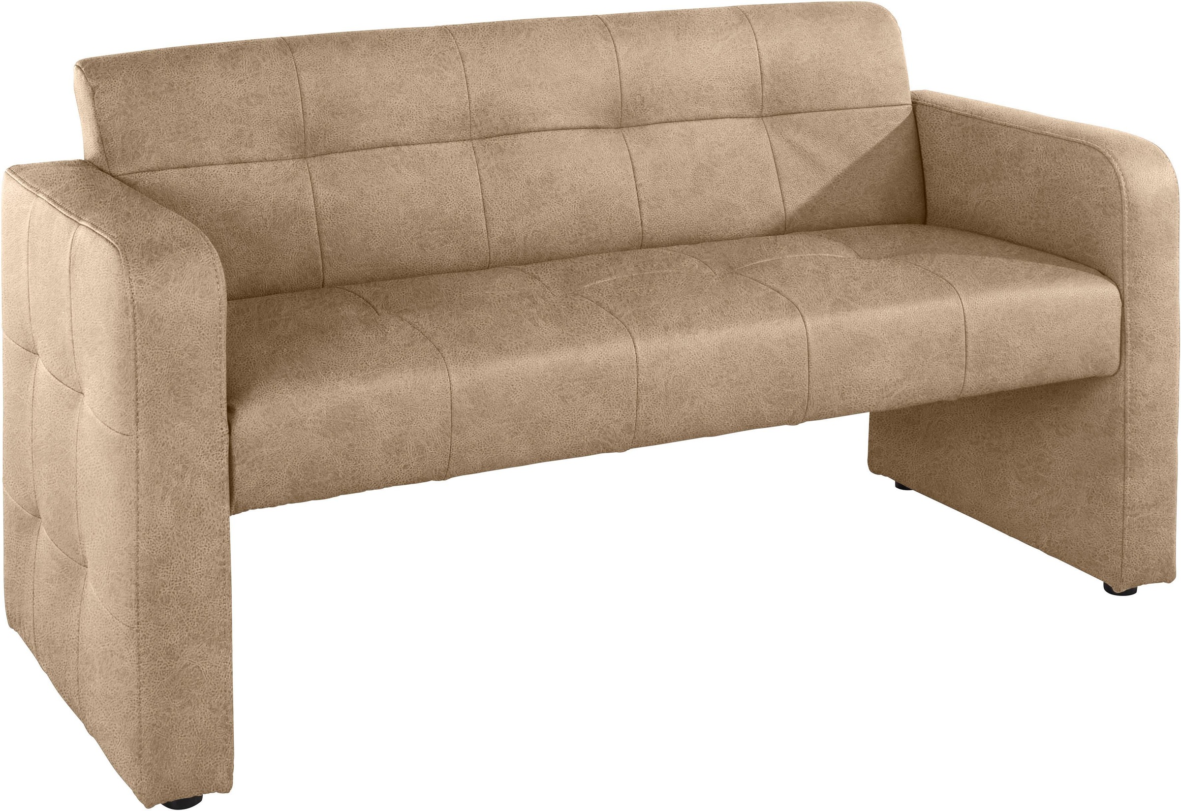 Polsterbank EXXPO - SOFA FASHION "Barista Küchensofa, Sitzhöhe 49cm, kompakte Stellmaße", beige (sahara), B:162cm H:82cm T:68cm, Microfaser (Zusammensetzung: 100% Polyester);Lederfaserstoff (Grundgewebe 41% Lederfaser, 39% Polyester, 20% Baumwolle),...