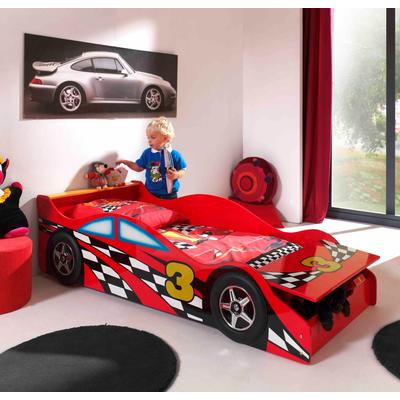Autobett VIPACK "Racer, inkl. Stauraum vorne, mit Lattenrost, MDF lackiert", rot, B:78cm H:48cm L:175cm, Betten, ein Highlight im Kinderzimmer