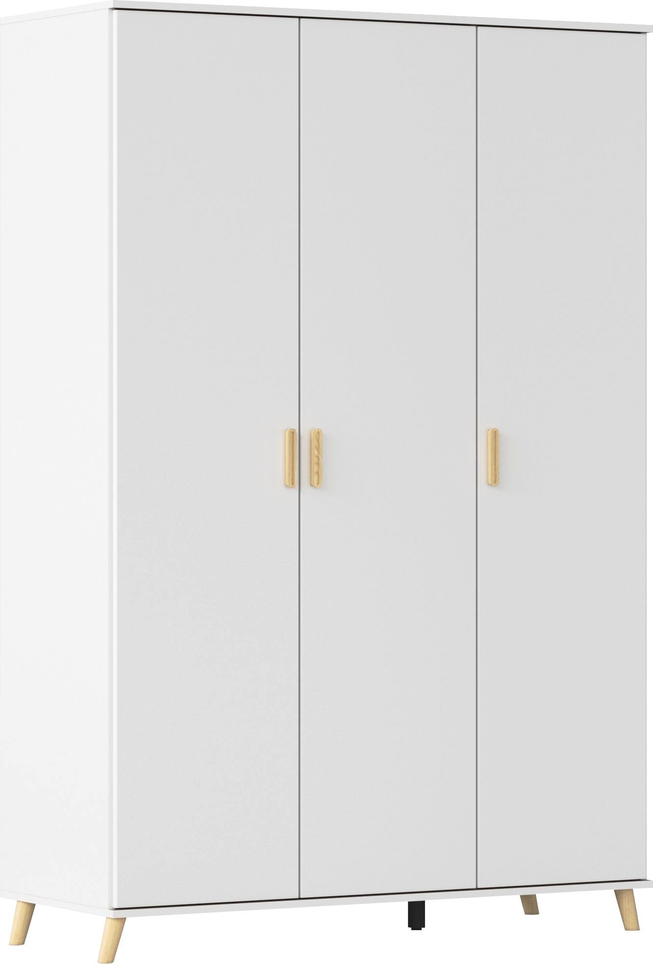 Kleiderschrank RAUCH "Ottos Choice Skandi Kinderzimmer Bestseller Schlafzimmerschrank FALUN", weiß (alpinweiß), B:137cm H:203cm T:53cm, Holzwerkstoff, Schränke, Kleiderschrank, im modernen Skandi-Look, Füße/Griffe Eiche massiv MADE IN GERMANY