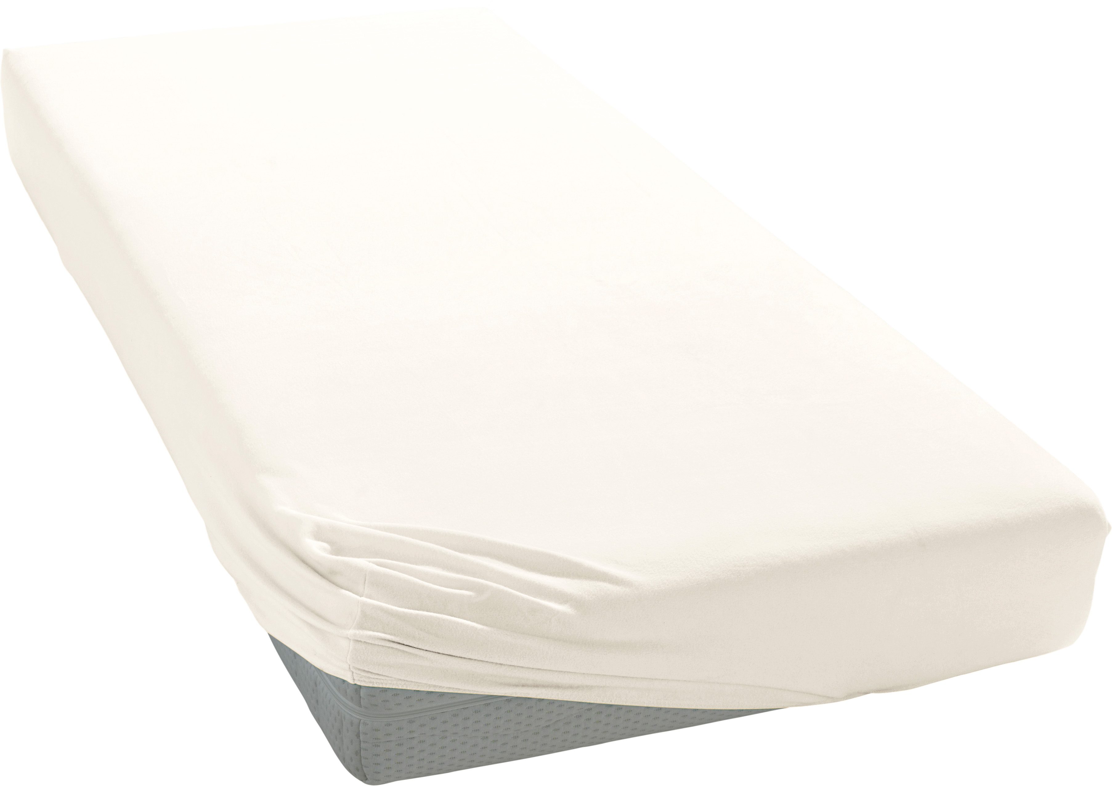 Spannbettlaken CINDERELLA "Weekend", beige (creme), B:120cm L:200cm, Renforcé, Obermaterial: 100% Baumwolle, Bettlaken, OEKO-TEX-zertifiziert Image