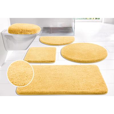 Badematte MY HOME "Merida, Badvorleger, Badezimmer Teppich" Gr. 4, gelb, H:32mm, Kunstfaser, Badematten, Badteppich, Uni Farben, rechteckig, rund & als 2-tlg. Set erhältlich Image