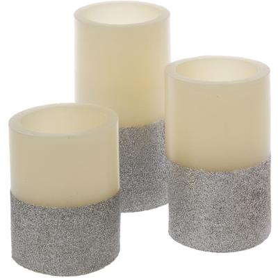 LED-Kerze "Silver Star, Weihnachtsdeko", silber (cremefarben, silberfarben), H:15cm Ø:7,5cm, Wachs, MYFLAIR MÖBEL & ACCESSOIRES, Kerzen Image