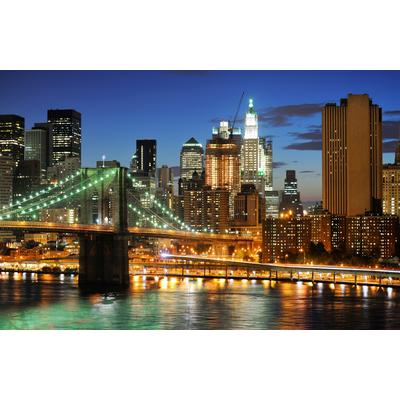 Fototapete PAPERMOON "BROOKLYN BRIDGE-NEW YORK CITY MANHATTAN TIMES SQUARE", bunt, B:3,50m L:2,60m, Vlies, Tapeten Image