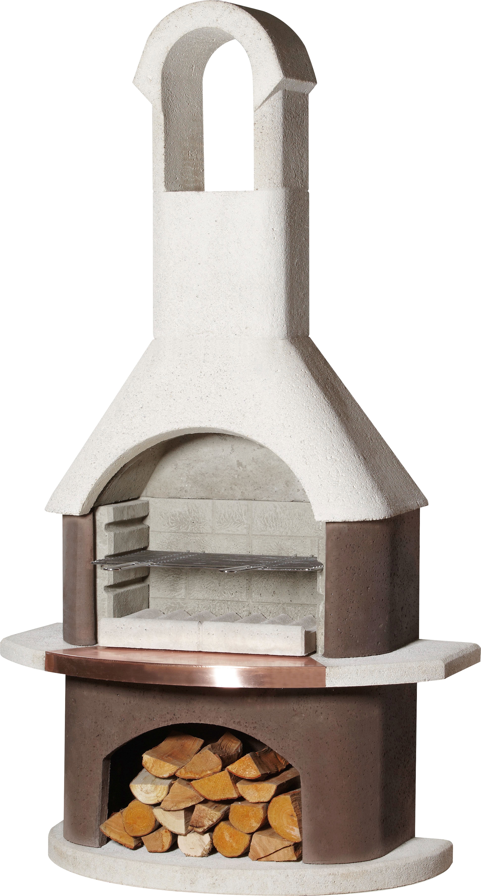 Grillkamin BUSCHBECK "St. Moritz", braun (weiß, braun), B:110cm H:203cm T:65cm, Grills, BxTxH: 110x65x203 cm Image
